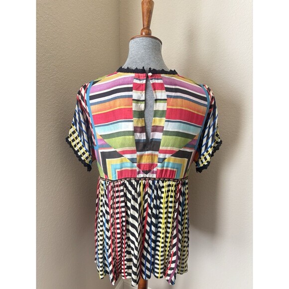 Anthropologie Conditions Apply Size XS Multicolored Geometric Print Tunic Blouse - Picture 8 of 11